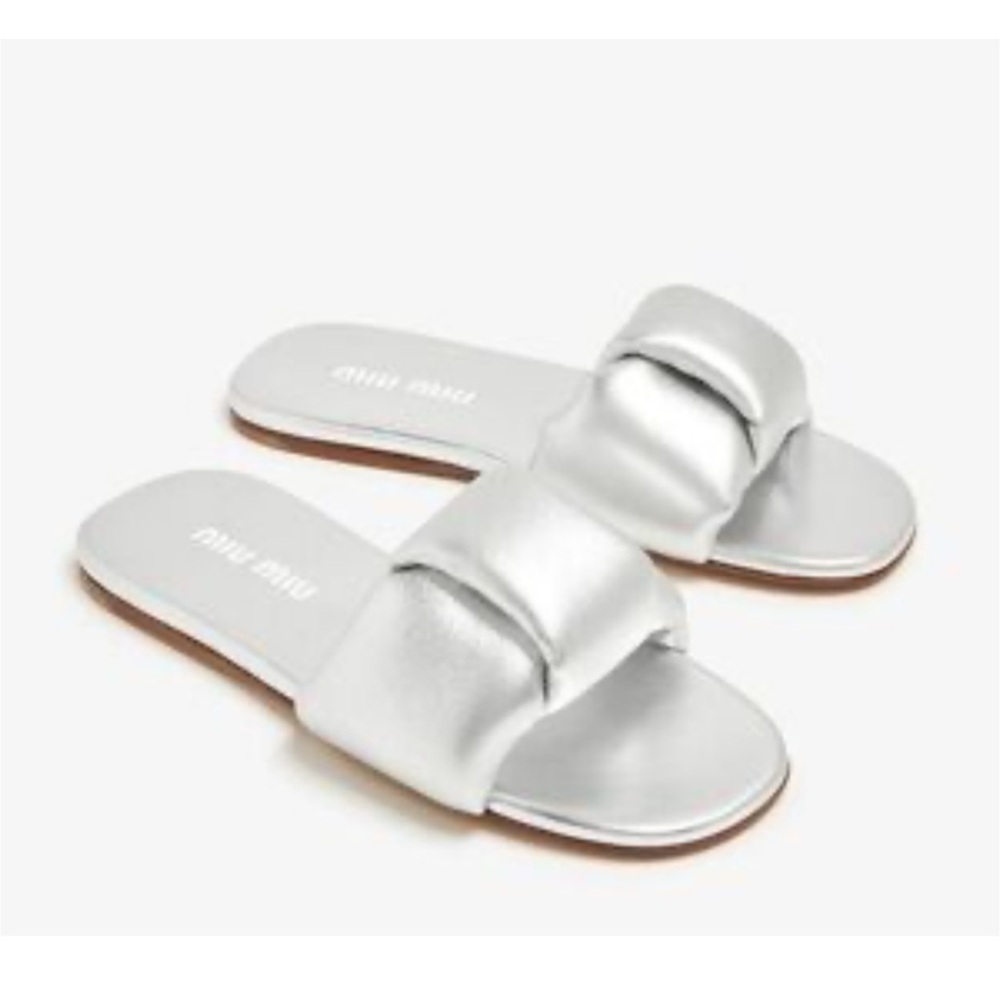 Miu Miu metallic slide sandals size 37 made in Italy